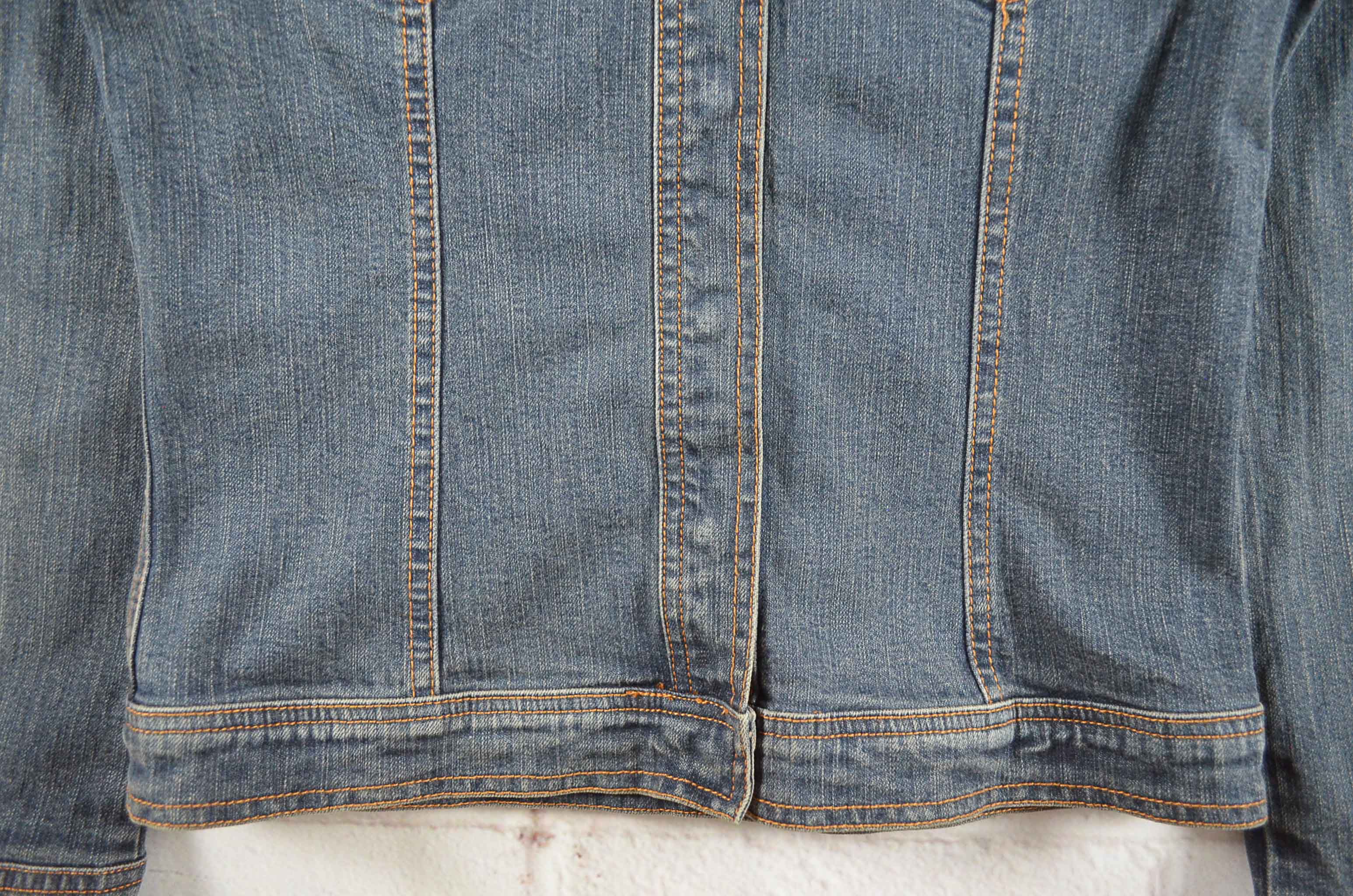 22 OCTOBRE อกจริง34' (XS) เสื้อแจ็คเก็ตยีนส์ เสื้อยีนส์แขนยาวหญิงชาย สีเข้มผ้าไม่แข็งใส่สบาย กระดุมแป๊ก ทรงเข้ารูป