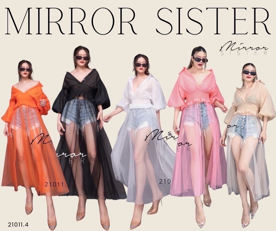 MiRRoRSiSTER's MaRGieLá GRaND SHiRT•• เสื้อเชิ้ตแขนพอง ตัวยาววววว... ดีเทลน่ารักเว่อร์วัง ช่วงบนเป็นแพทเทรินเสื้อเชิ้ตแขนfluffyน่ารัก มีกระดุมเปิดปิดได้ถึงช่วงอก เข้ารูปที่ช่วงเอวสม็อคจับย่นระบาย ต่อช่วงล่างชายมุ้งทรงบานนน ใส่แล้วน่ารัก เก๋ตะโกน ใครใ