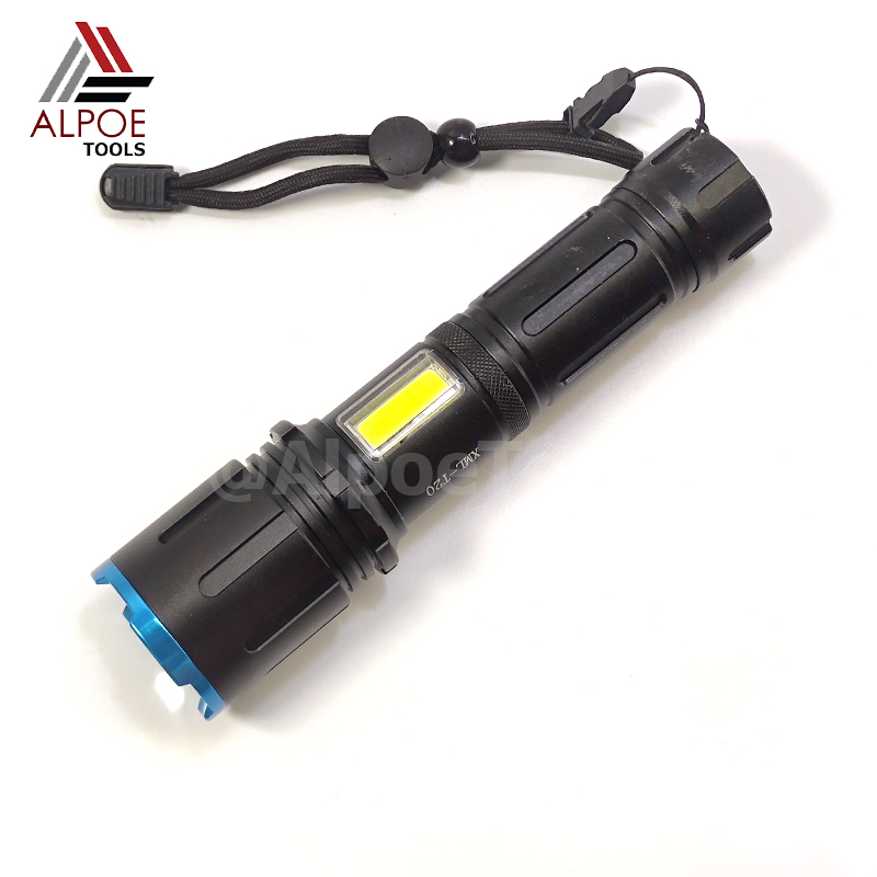 ไฟฉายแรงสูง พร้อมอุปรกรณ์ชาร์จ หลอด T20 มีไฟข้าง ถ่าน 26650 รุ่น JX-2022