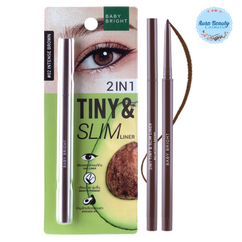 Baby Bright 2in1 Tiny & Slim Liner เบบี้ไบร์ท อายไลเนอร์ / อินไลเนอร์ เนื้อครีม เขียนขอบตา เขียนง่าย กันน้ำ (0.1g)