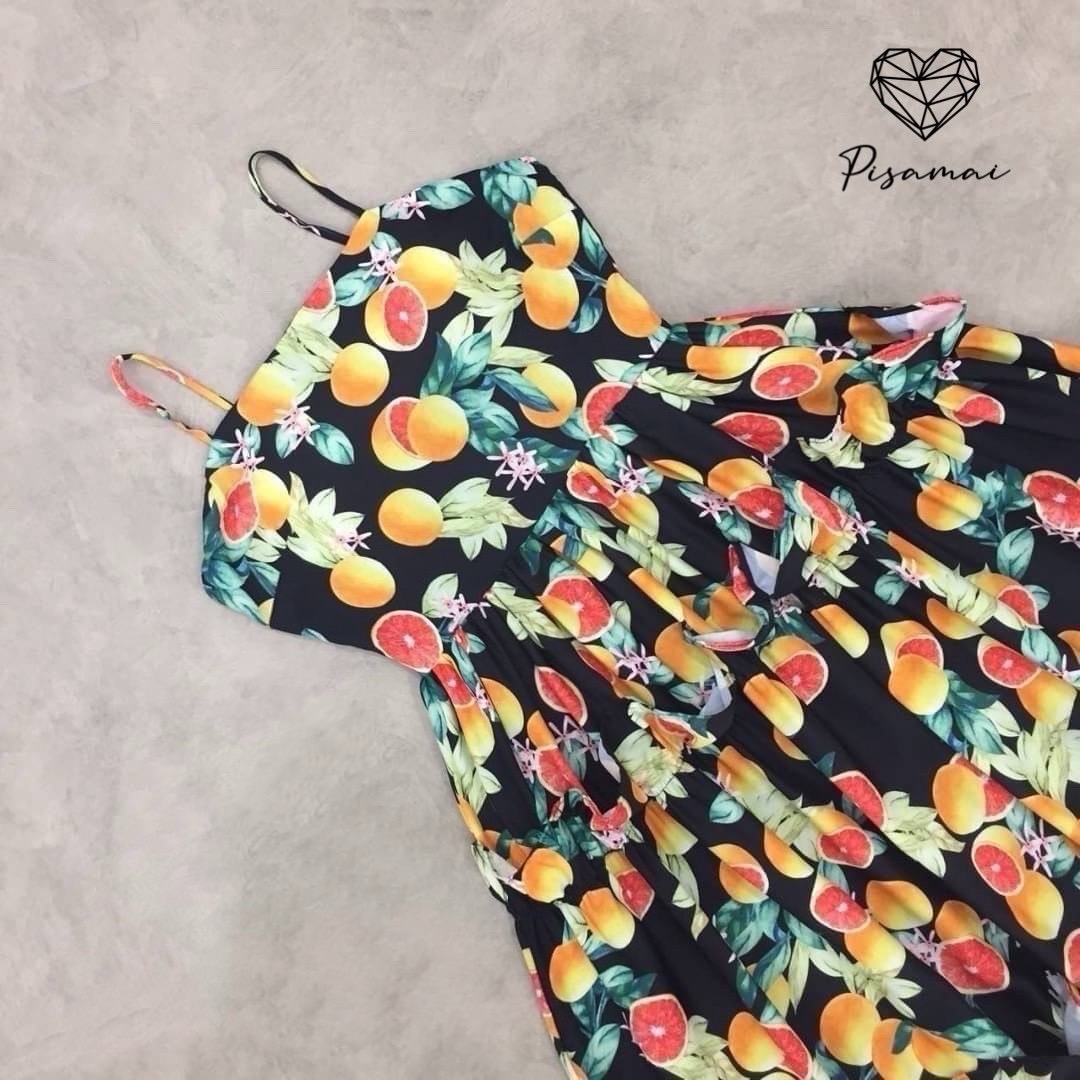 เดรสสายเดี่ยวตัวยาวลายส้มสีสันสดใส เหมาะกับsummerนี้ มากๆค่าใส่vacayถ่ายรูปกับแก๊งค์เพื่อนๆไม่มีผิดหวังเลยค่า