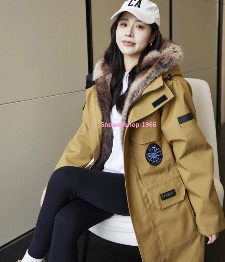 เสื้อแจ็คเก็ตขนมิงค์แบบมีฮู้ด Winter Parka บุขนด้านในหนา ซับในถอดแยกได้ เสื้อกันหนาวสำหรับผู้หญิงใส่เที่ยวต่างประเทศ ซับในขนมิงค์ผสมกำมะหยี่ สไตล์แคนาดากูส มาพร้อม 7 เฉดสี หลายไซ