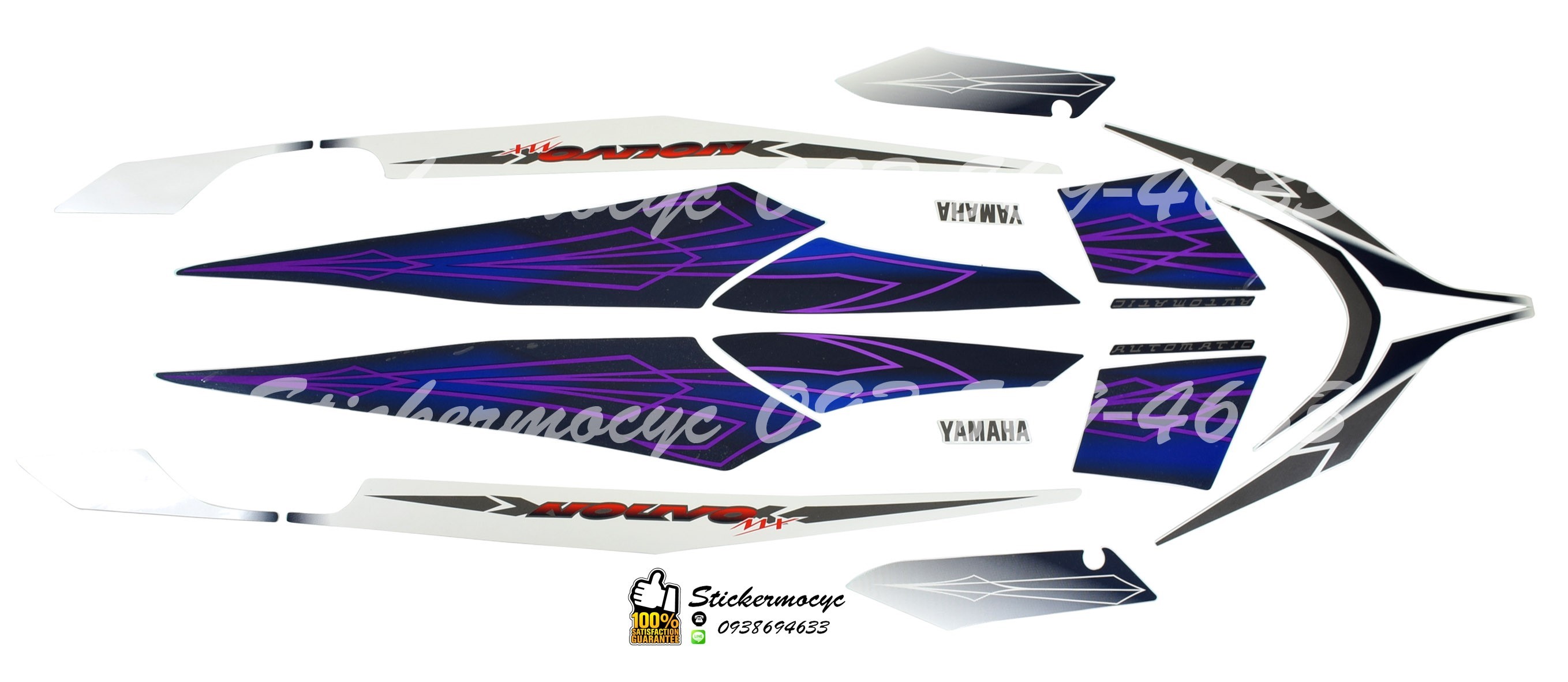 Sticker 3M YAMAHA NOUVO MX ปี 2009 รุ่น 9 ติดรถสี ขาว น้ำเงิน (เคลือบเงา) สติ๊กเกอร์ 3 M แท้ สติ๊กเกอร์ติดมอไซค์ ยามาฮ่า นูโว