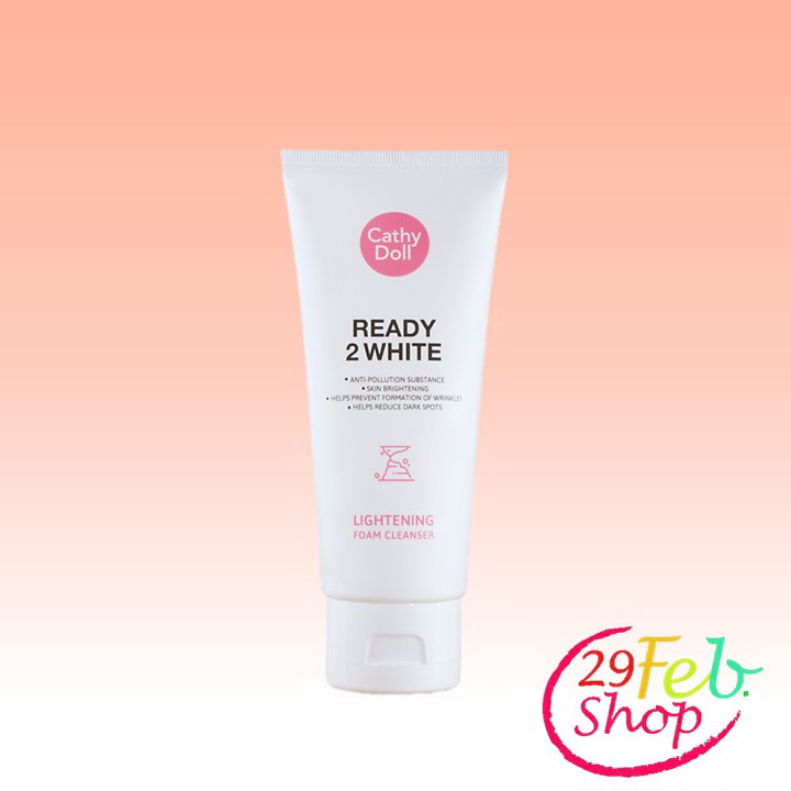 Cathy Doll Ready 2 White Lightening Foam 100ml + One Day Body Cleanser 85ml 2pcs. โฟมเนื้อนุ่ม + ครีมอาบน้ำ เคที่ดอลล์