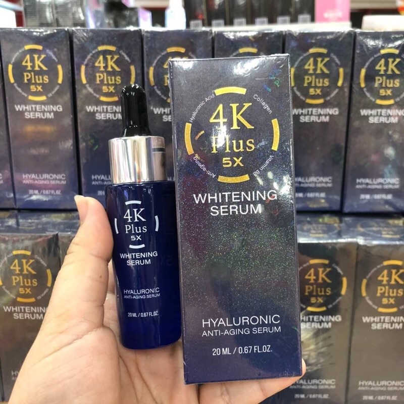 เซรั่ม 4K Plus 5X Whitening Serum 20 ml สูตรเข้มข้นด้วยส่วนผสมไฮยาลูโรนิค คอลลาเจน และวิตามินบี 3
