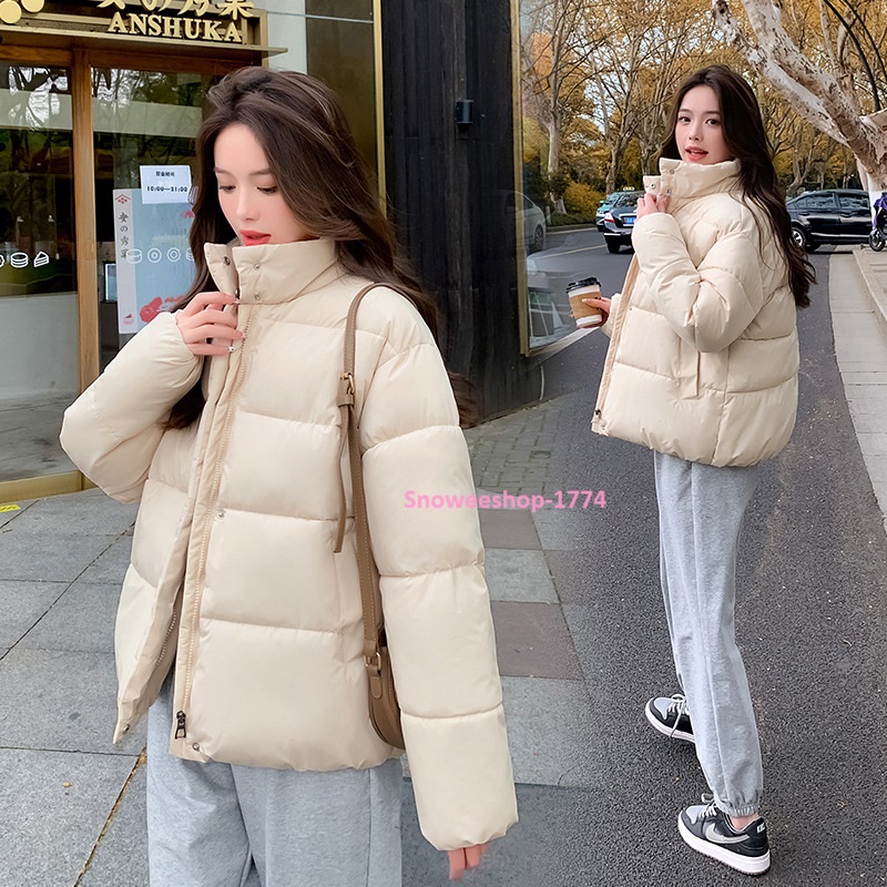 COTTON COAT DOWN JACKET เสื้อกันหนาวสำหรับผู้หญิงใส่ติดลบทรงแจ็คเก็ตแต่งปกคอสูงแนวออนนี่น่ารัก กระดุมและซิปสองชั้น กันหนาว กันลม กันหิมะ มี 3 สี