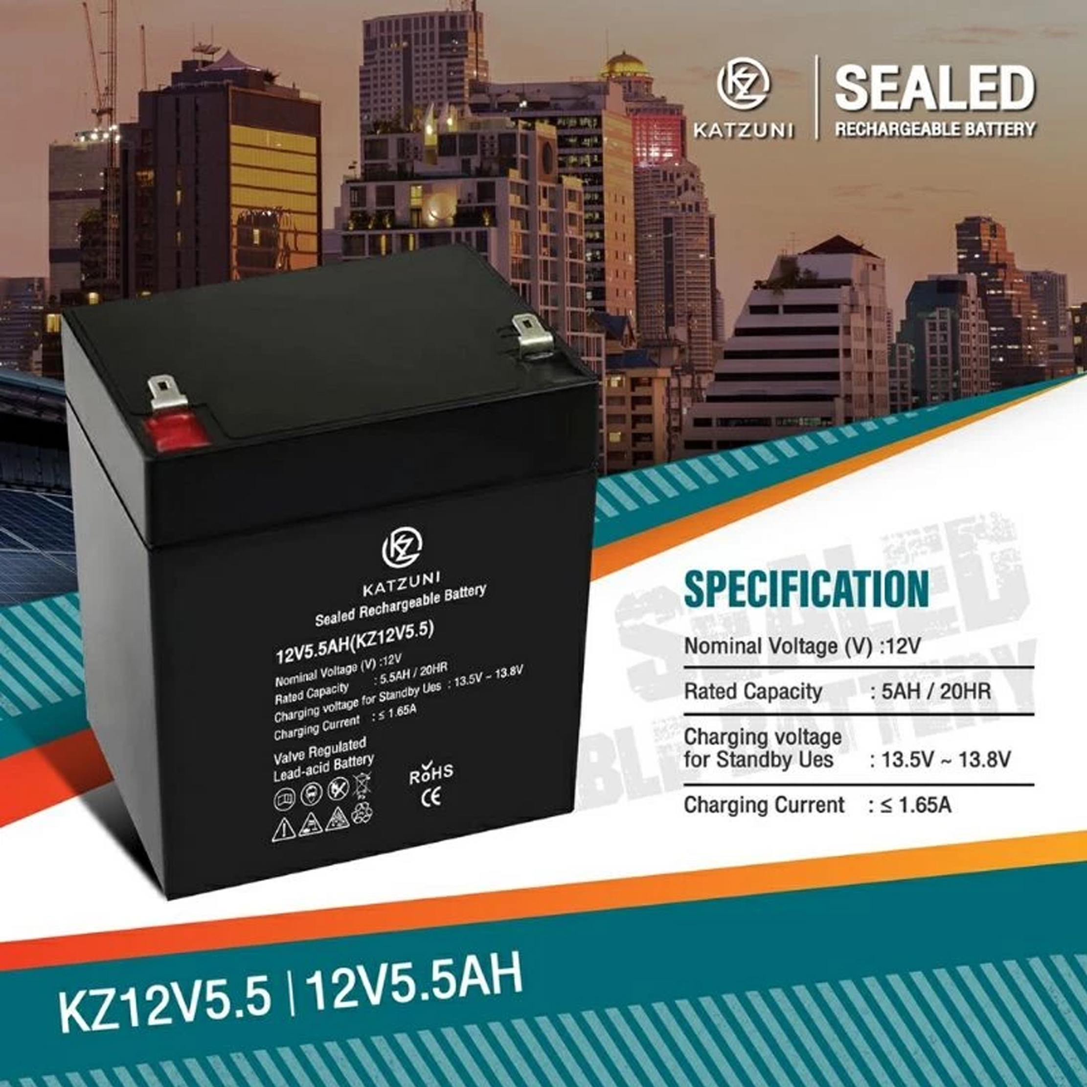 KZ12V5.5 Katzuni แบตเตอรี่ เครื่องสำรองไฟ UPS 12V 5.5 Ah 12v5.5am BT-UP-ZK-12055