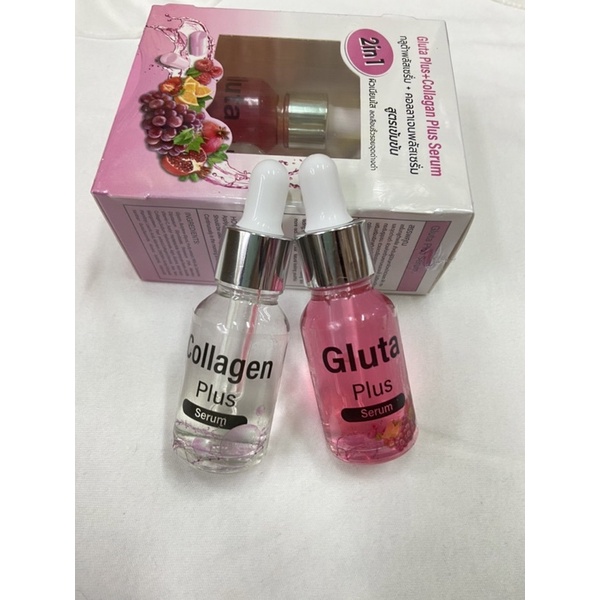 Collagen Plus 20ml. + Gluta Plus Serum 20ml. คอลลาเจน พลัส เซรั่ม + กลูต้า พลัส เซรั่ม