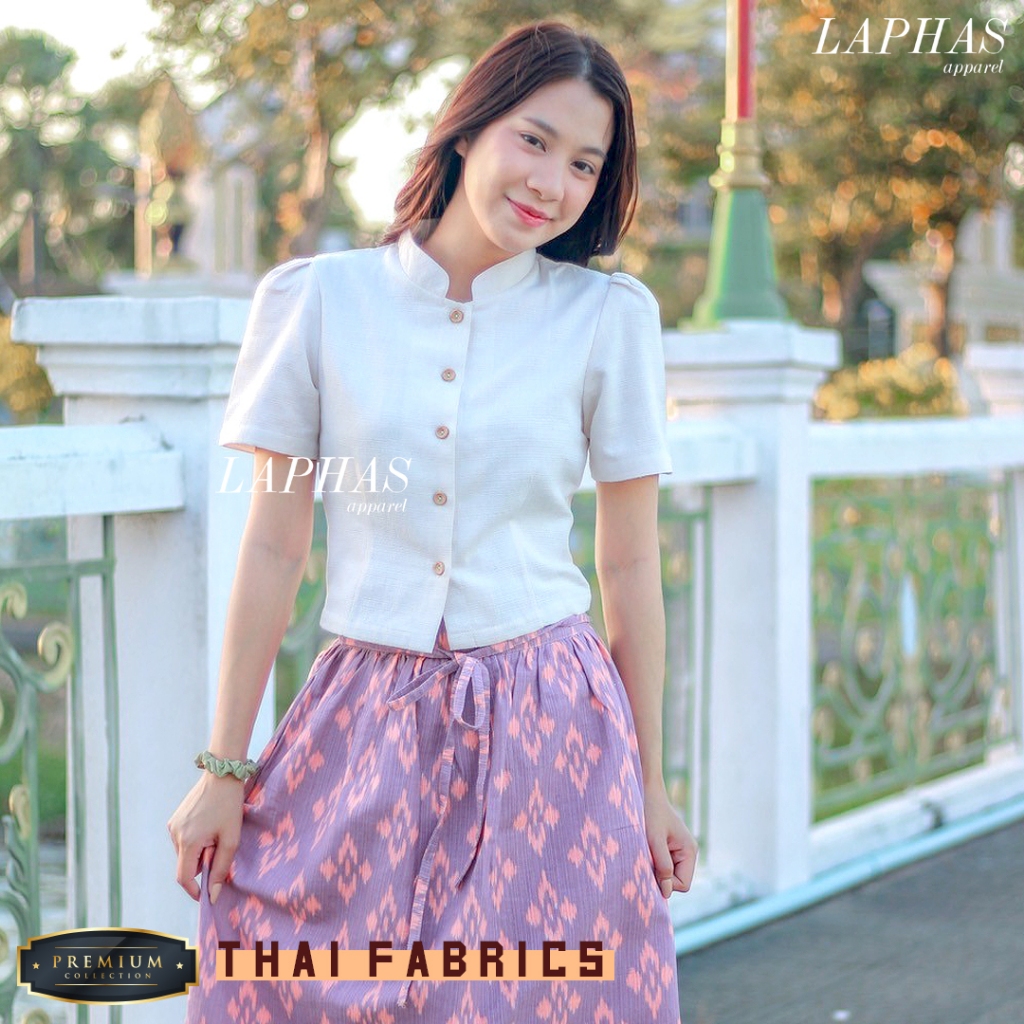 กระโปรงจีบรอบ [มีสีให้เลือก] มีซับใน กระโปรงเอวสูง ผ้าฝ้ายพิมพ์ลายไทย ผ้าไทยใส่ทำงาน LOOM Women Clothing