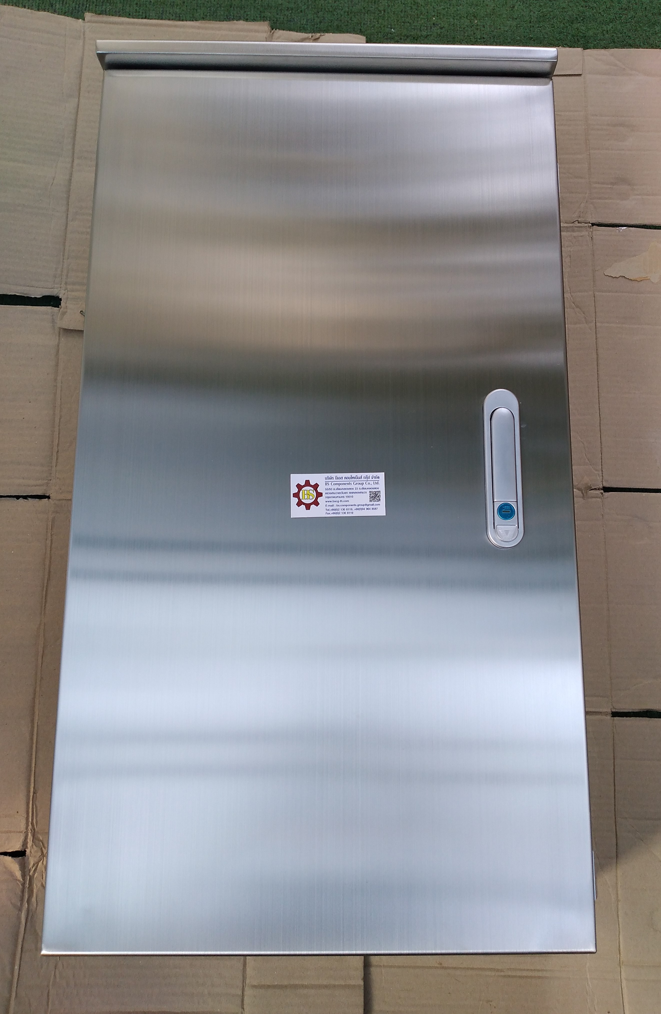 LOAD CENTER 100A ตู้โหลดสแตนเลส 304 ฝา 2 ชั้นทึบ หลังคาสโลป W450xH805xD150mm. (42ช่อง)