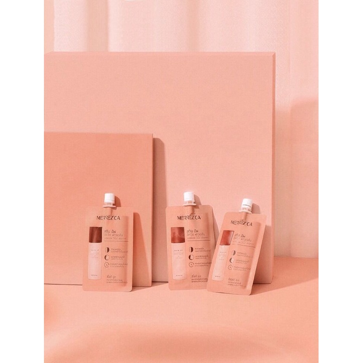 (6ซอง/กล่อง) Merrezca Skin Up Liquid Foundation SPF50 PA+++ 5 ml. เมอร์เรซกา รองพื้น