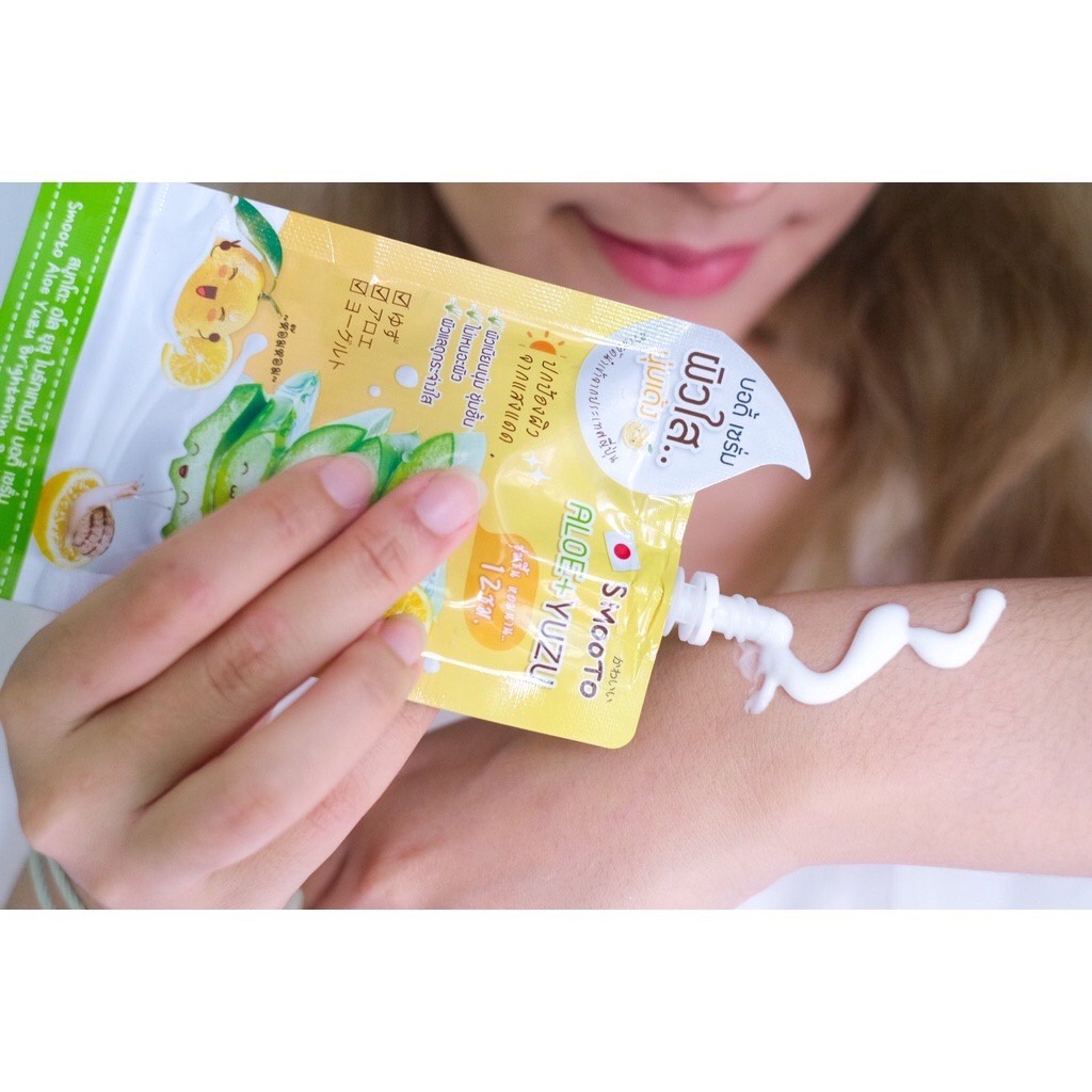 (6 ซอง/กล่อง) Smooto Aloe Yuzu Brightening Body Serum สมูทโตะ อโล ยูซุ ไบร์ทเทนนิ่ง บอดี้ เซรั่ม 50 กรัม