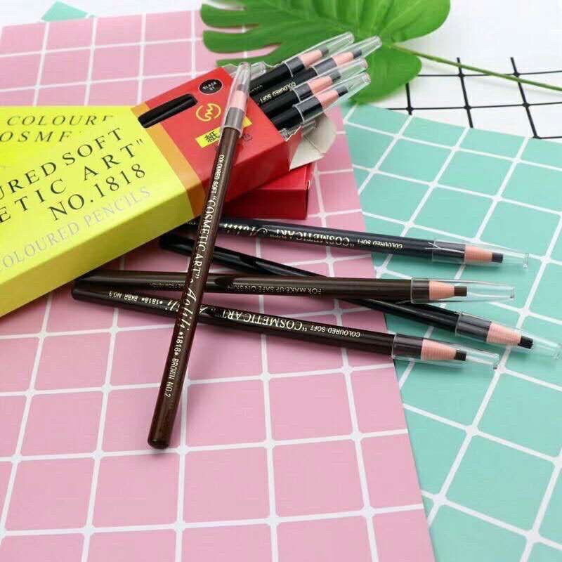 (12แท่ง/กล่อง) Coloured Soft Costful Pen No.1818 ดินสอเขียนคิ้วเชือกดึง คิ้วเชือก