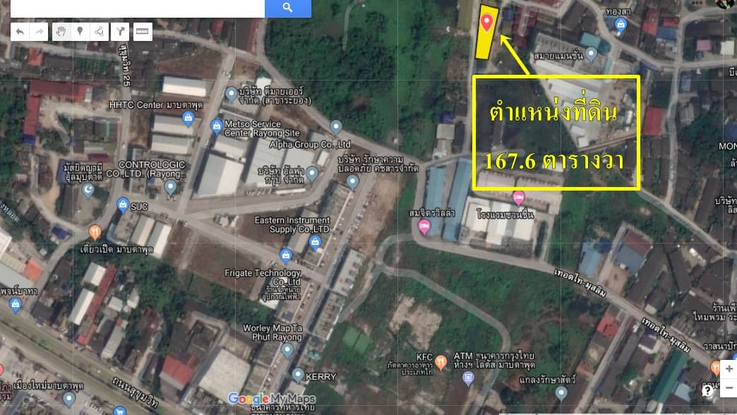 ขายที่ดินราคาถูกที่สุดอ.เมืองระยอง ห่างจากสมายแมนชั่น 120 เมตร ใกล้โลตัสมาบตาพุด 387เมตร