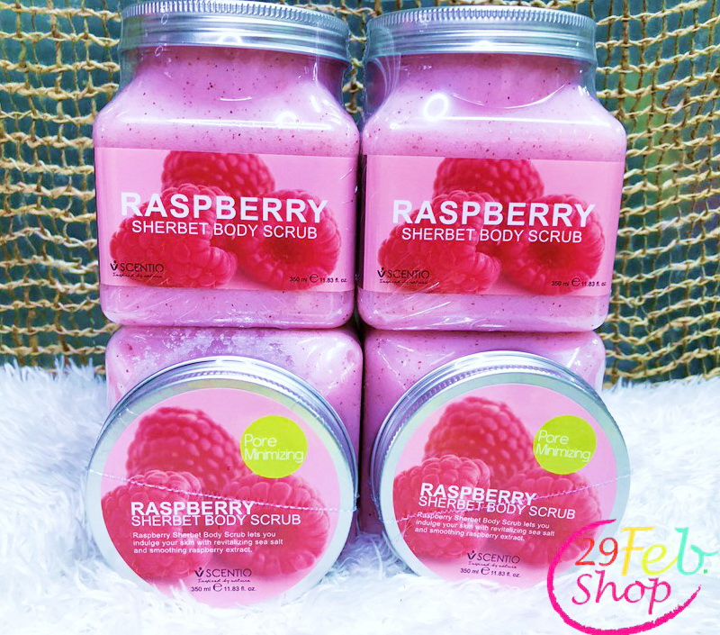 Scentio Raspberry Sherbet Body Scrub เซนทิโอ ราสเบอร์รี่ เชอร์เบท บอดี้ สครับ 350 ml