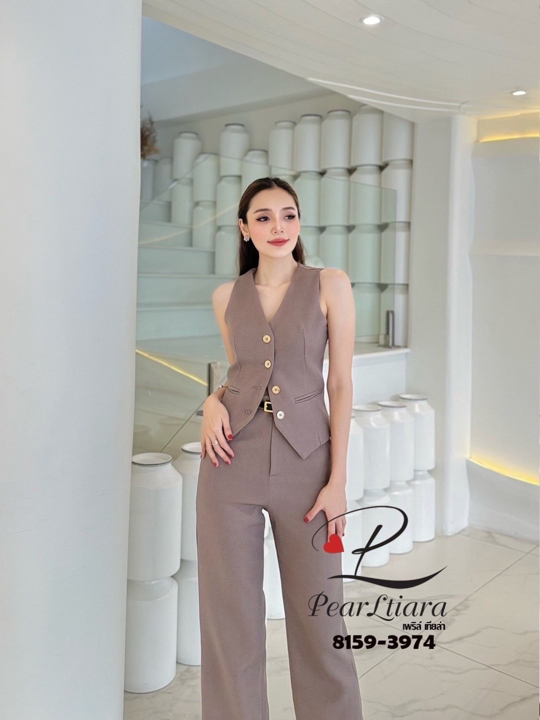 Label :: Pearl tiara by RAMI-PAPHA SET เสื้อสวย + เข็มขัด+กางเกงขายาว