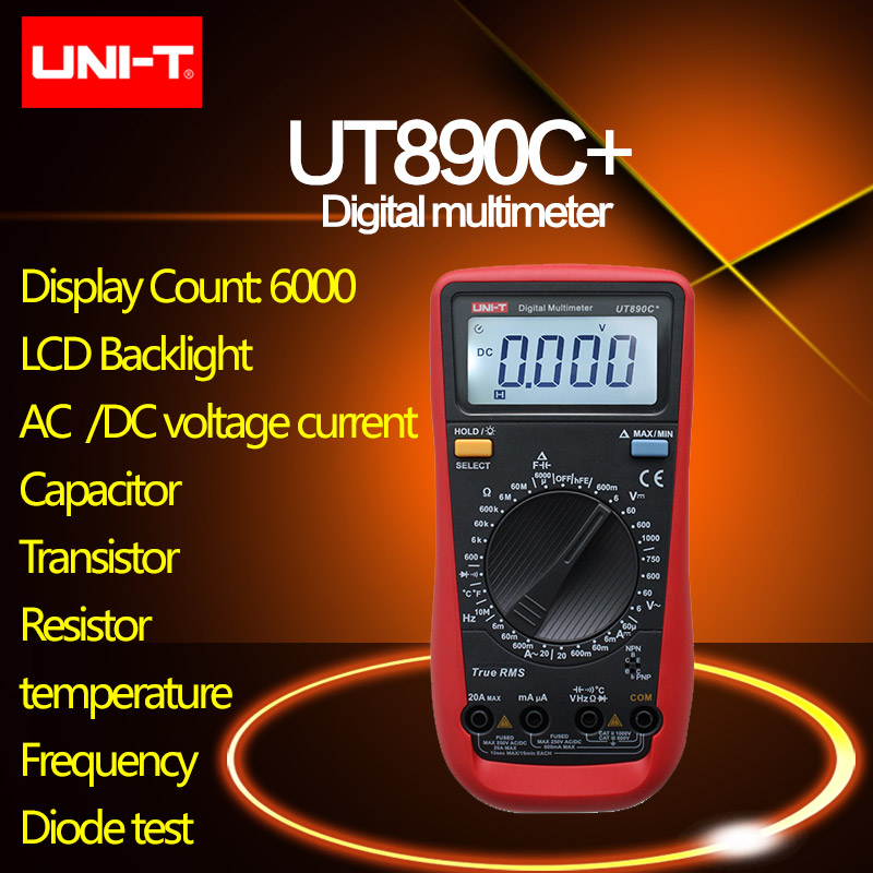 UNI-T UT890C+ Digital True RMS Multimeter Tester With Test Lead Cable