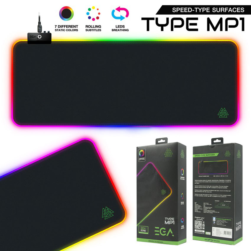 EGA Type MP1 MOUSEPAD ไฟLED 7สี SKU-01704