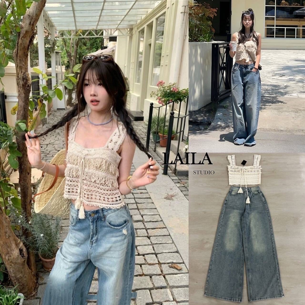 SET เสื้อ+กางเกง งานผ้าถักฉลุ ทรงครอป น่ารัก งานถักลูกไม้ฉลุโทรนสีครีมใส่แมชง่าย มาในลุคน่ารักๆเลยค่า มาพร้อมกางเกงยีนส์ขายาวทรงสวยดีมาก ทรงปล่อยสีฟอกยีนส์สวยๆ น่ารักลงตัวค่าสุดๆ #byLaila #ชุดเซ็ท #กางเกงขายาว #งานทะเล #งานซัมเมอร์ #เสื้อถัก #กางเกงยีนส์