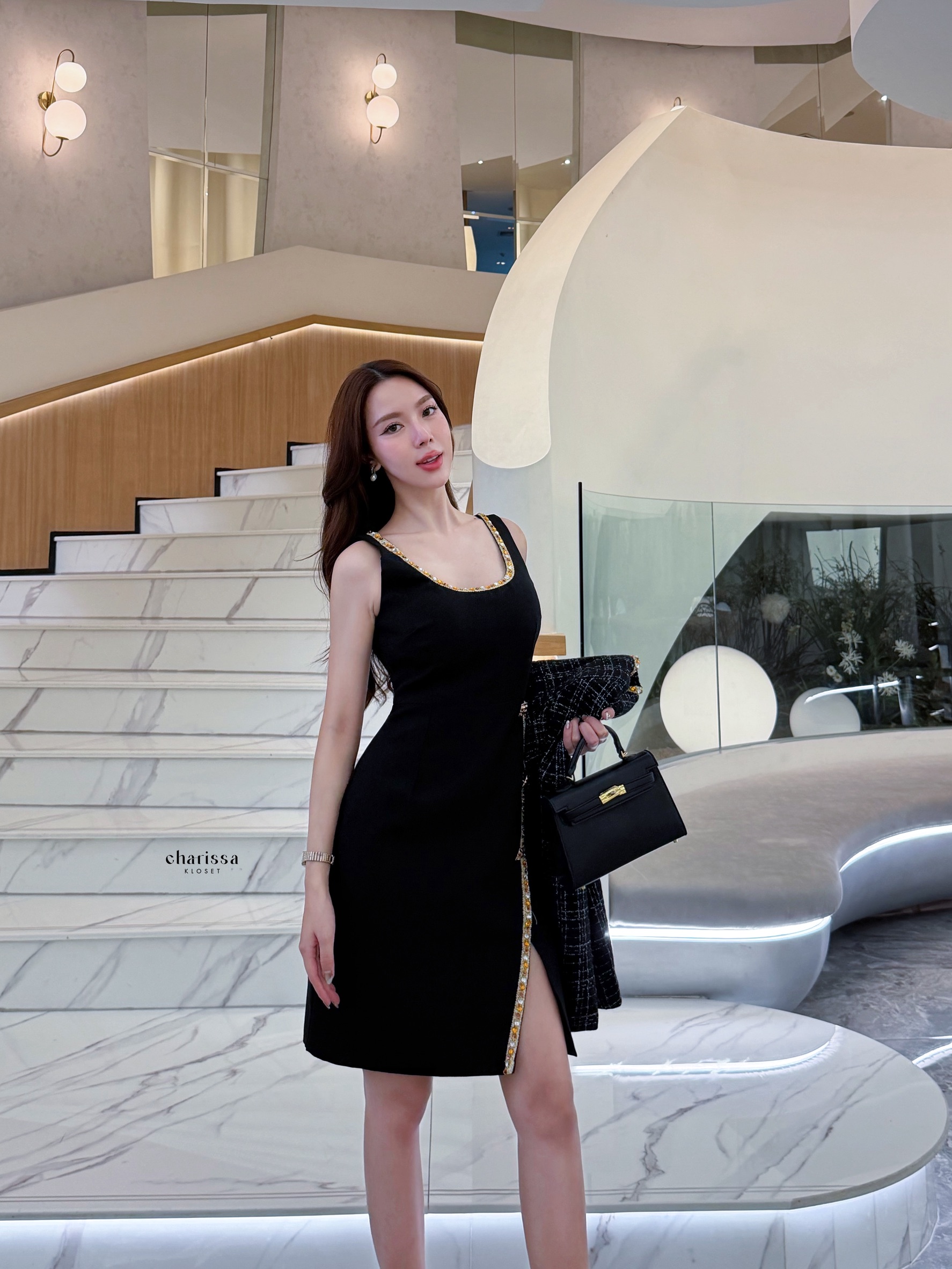 เซ็ทเดรสพร้อมแจ็กเก็ตผ้าทวีด (Tweed Elegant Set) 🖤