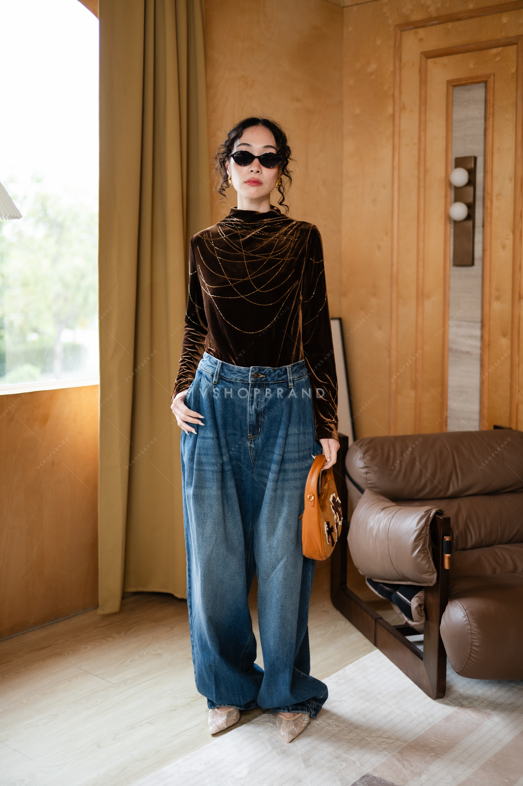 กางเกงยีนส์ขายาวจับจีบชาย