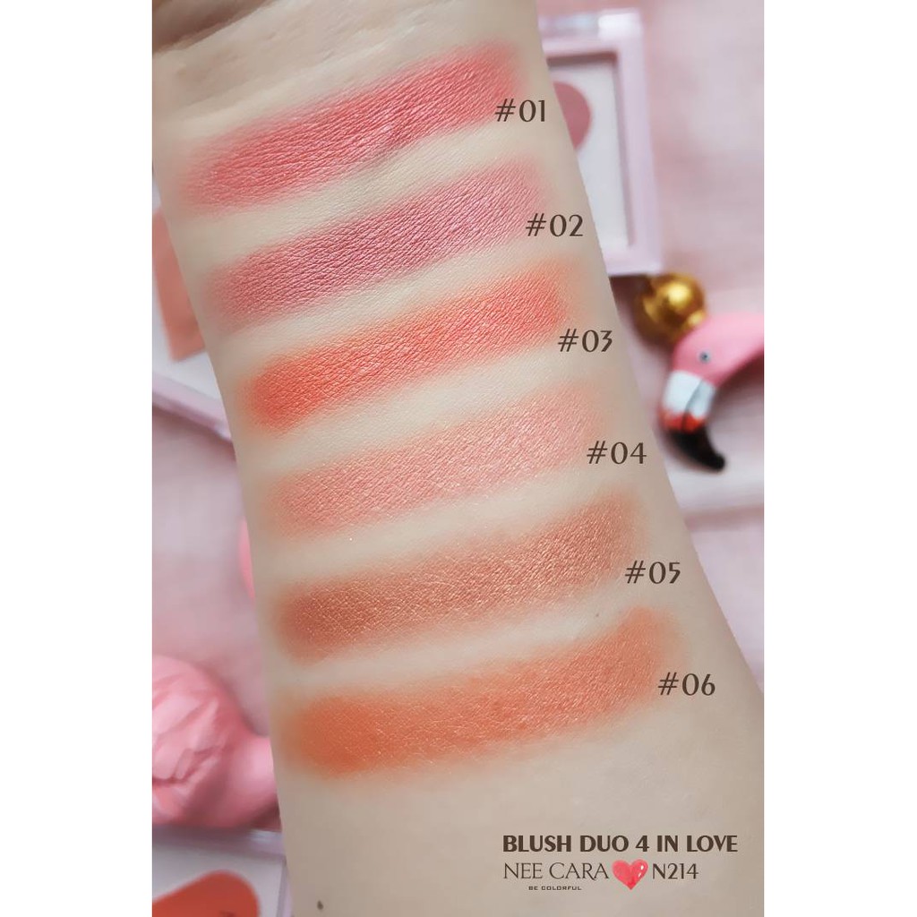 NEE CARA BE COLORFUL BLUSH DUO 4 IN LOVE 14 กรัม นีคารา บี คัลเลอร์ฟูล ดูโอ้โฟร์อิน เลิฟ ปัดแก้ม รูปหัวใจน่ารัก