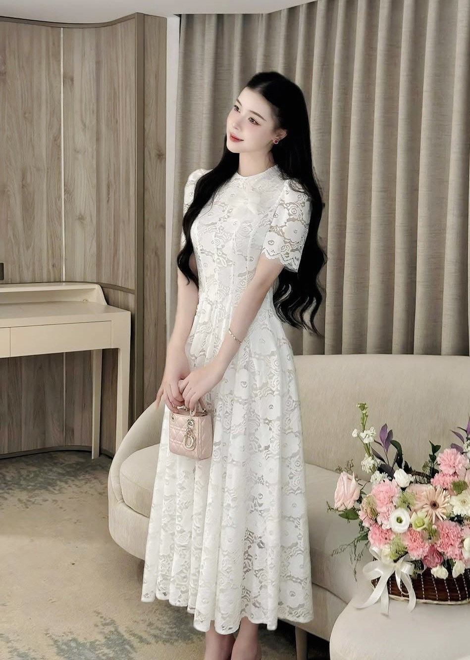 เดรสลูกไม้เนื้อนิ่มตัวยาว ลายลูกไม้สวยงาม ซับในนิ่มทั้งชุด ตีเกล็ดหน้าเพื่อความสวยงาม ชุดนี้ต้องมีน๊าสายงานบุญใส่ได้ตลอดเลยค่า #parnwadcollection #ชุดงานบุญ #ชุดไทย #ชุดไปวัด #งานตามหา