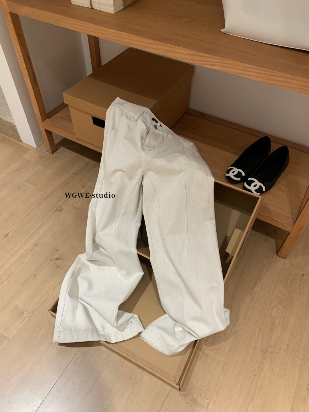 || GB SHOP ||| 7694# กางเกงขายาวสีครีม เนื้อผ้าดี ทรงสวย