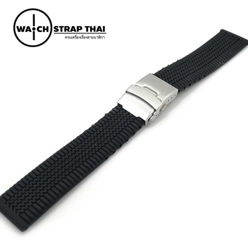 สายนาฬิกายาง บานพับ SET02 Rubber Watch Strap Black มีขนาด 20,22,24 mm