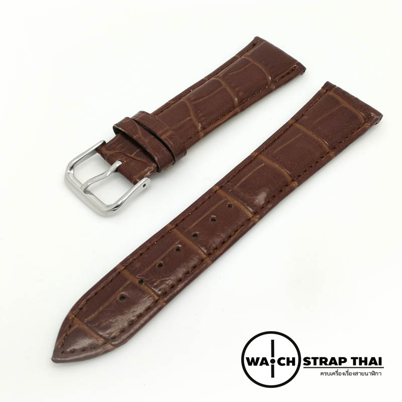 สายนาฬิกาหนังวัว ลายจระเข้ Cow hide with Crocodile Pattern Watch Strap Dark Brown 01 ขนาด 18 mm ,20mm,22mm