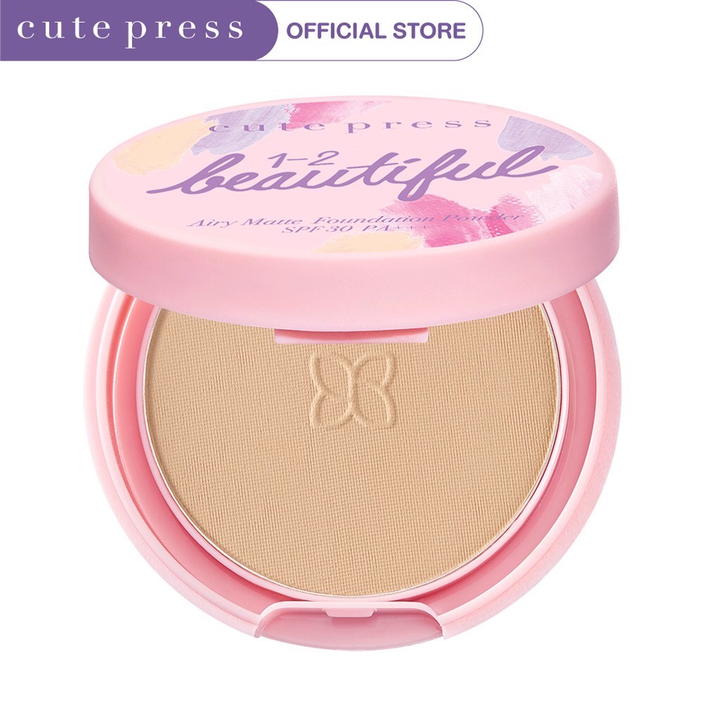 Cute Press 1-2-Beautiful Airy Matte Foundation Powder SPF30 PA+++ 5กรัม แป้งพัฟ คิ้วเพรส