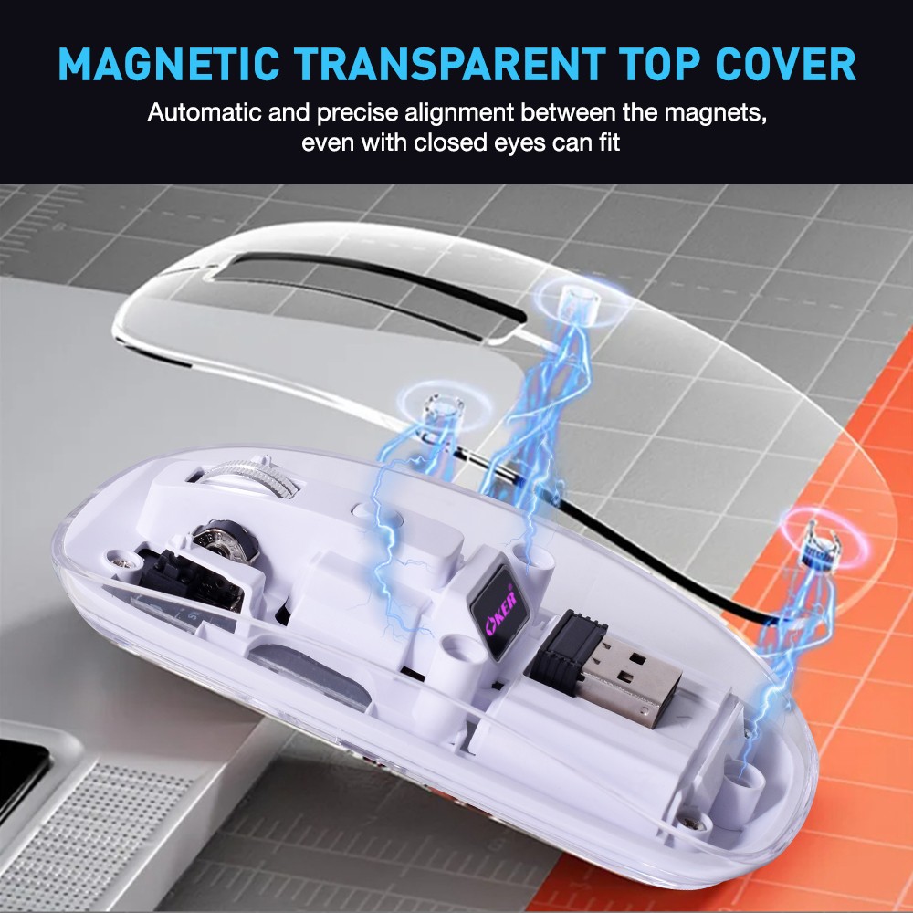 OKER T47 WIRELESS MOUSE BLUETOOTH TRANSPARENT SKU-02961