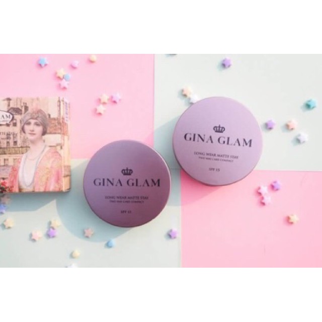 Gina Glam Long Wear Matte Stay Two Way Cake Compact Powder SPF 15 G40 จีน่า เกลม แป้งคุมมันผสมรองพื้น