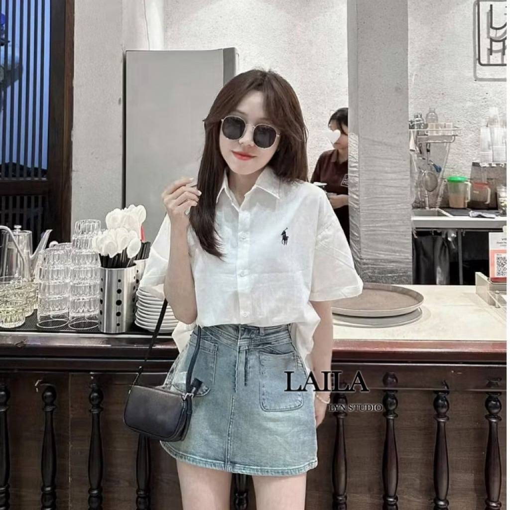 SETเสื้อ+กางเกง งานเชิ้ตแขนสั้นแต่งพับแขนงานทรงคอปก ทรงโอเวอร์ไซด์ งานผ้าคอตตอลเวียดนาม💯 แต่งปักน้องม้าโปโลที่อก ผ้าสวยมากค่าาา มาพร้อมงานกระโปรงยีนส์ทรงสั้น ทรงสวย ผ้าเป๊ะ ลุคนี้เรียบง่าย แต่แอบผู้ดีเบาๆ ลงตัวสุดๆ #byLaila #เสื้อเชิ้ตแขนสั้น #ชุด