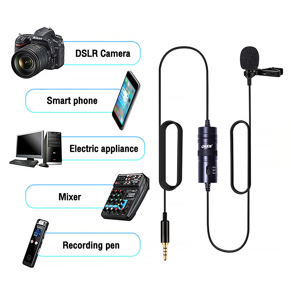 OE-VM10 OKER Clip On Microphone 3.5mm ไลฟ์สด คาราโอเกะ วีดีโอคอนเฟอร์เร้นซ์ YC-VM10 MI-OK-XX-OEM10