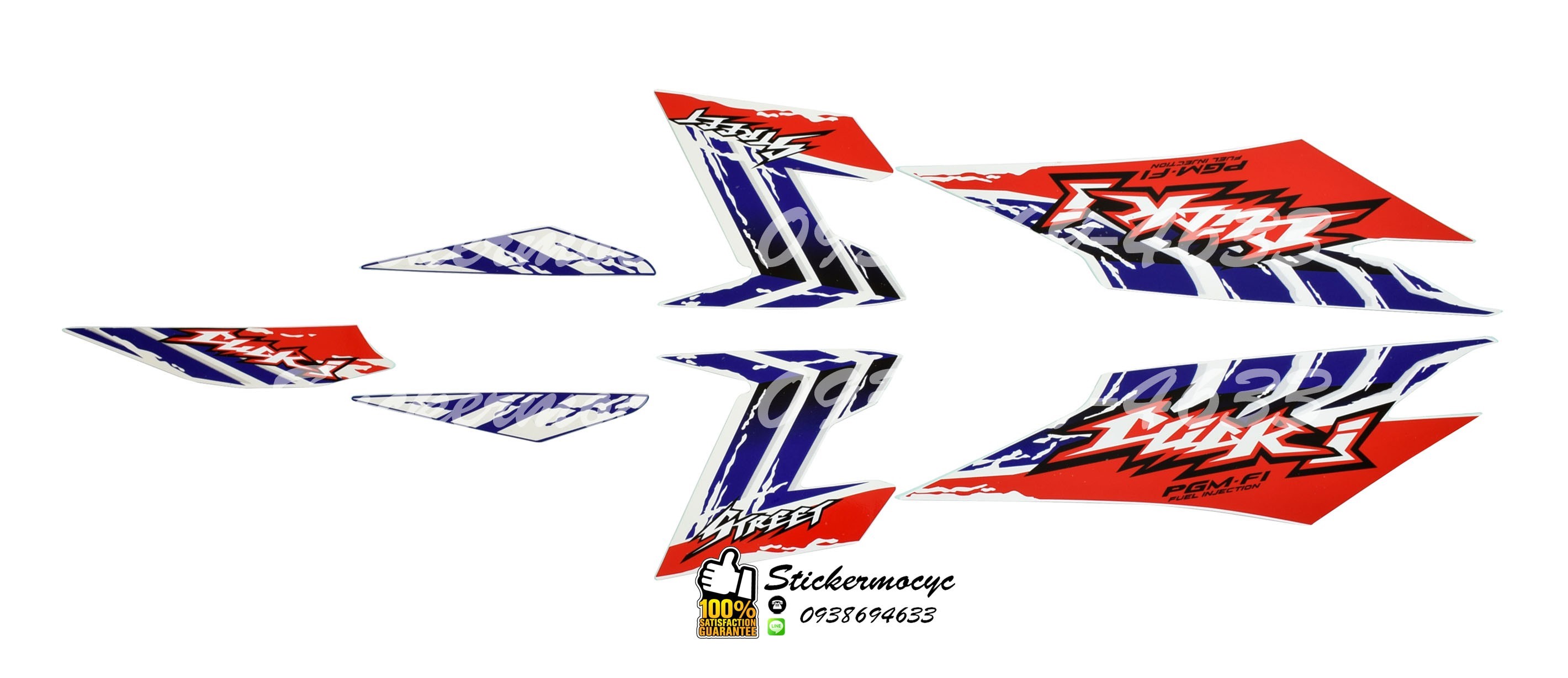 Sticker 3M HONDA Click i ปี 2011 รุ่น 17 Street ติดรถสี ขาว แดง (เคลือบเงา) สติ๊กเกอร์ 3 M แท้ สติ๊กเกอร์ติดมอไซค์ ฮอนด้า คลิก