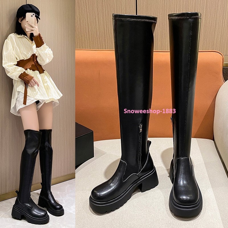 บูทยาวสไตล์เกาหลี บูทหนังกันหนาวหนังพียูเกรดพรีเมี่ยมเหมาะสำหรับใส่ไปเที่ยวต่างประเทศ บูทกันน้ำ กันหิมะ ใส่เข้ากับทุกชุด เพราะความสลิมใส่แล้วดูเพรียว ไซ 35 ถึง 40