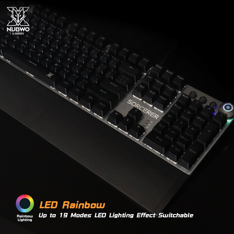 NUBWO Mechanical Blue Switch Gaming Keyboard Rainbow Lighting [Gray] X-28 SORCERER KB-UB-NW-X28RB