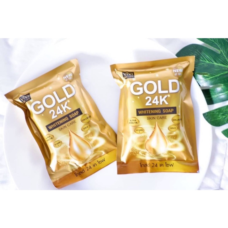 สบู่ทองคำ 24K Gold Whitening Soap By vivi 80 กรัม