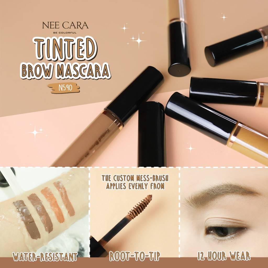 NEE CARA TINTED BROW MASCARA 4.5กรัม N590 นีคาร่า มาสคาร่าคิ้ว คัลเลอร์ฟูล ทินท์ บราวน์