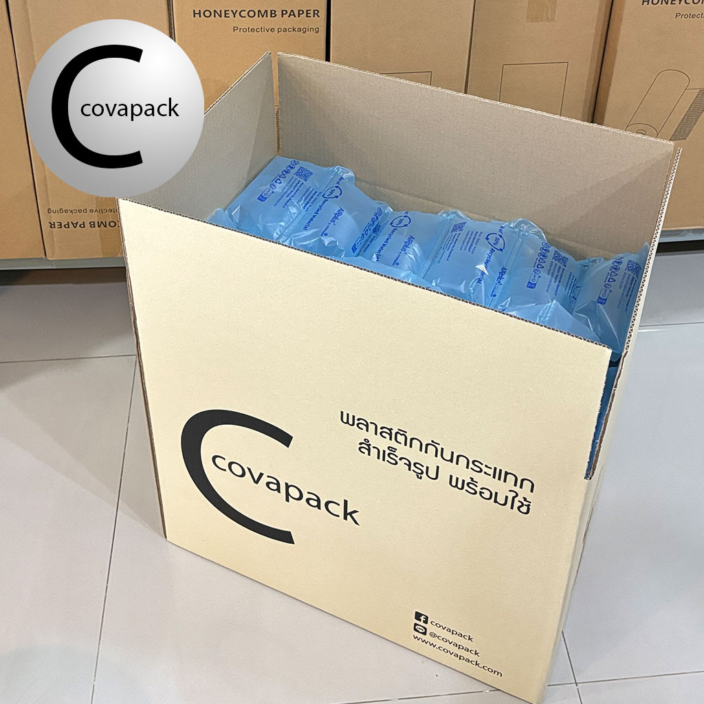 ถุงลมพลาสติกกันกระแทกเติมลมพร้อมใช้ ขนาด 20x12cm (หลังเติมลม 14 x 9 x พอง 5 cm) x 120 ชิ้น/กล่อง สีฟ้า