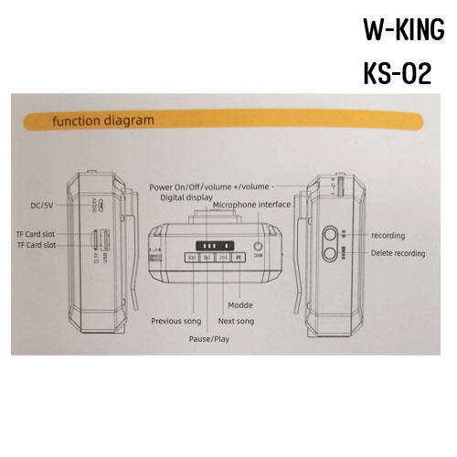 W-KING KS02 ลำโพงขยายเสียง แบบพกพา ไมค์ช่วยสอน ใช้งานแบบ Bluetooth ลำโพงพกพา ลำโพงบูลทูธ SP-MJ-MN-KS02X