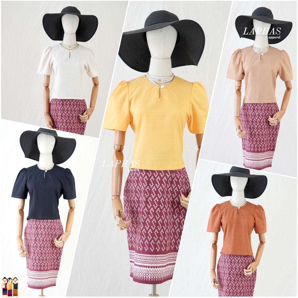 เสื้อแขนตุ๊กตา [มีสีให้เลือก] ผ้าฝ้าย ฝอกนุ่ม 100% กระดุมน่ารัก เสื้อผ้าฝ้ายคอกลม LOOM Women Clothing