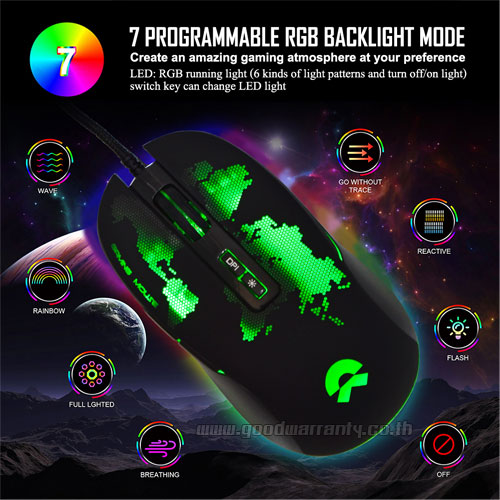 OKER M-029 OKER GAMING MACRO RGB breathing MOUSE USB 6400DPI L128*W68*H39 MO-OK-US-M029B
