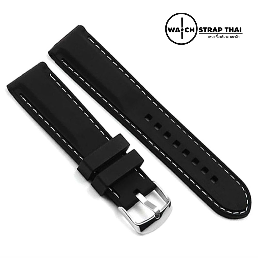 สายนาฬิกายาง เดินด้ายขาว SET02 Rubber Watch Strap White มีขนาด 20,22,24 mm