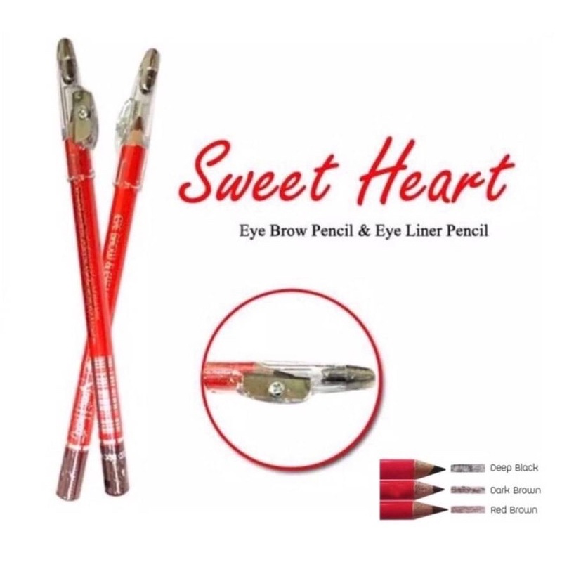 Sweet Heart Eye Brow Pencil & Eye Liner Pencil + Sharpener สวีทฮาร์ท ดินสอเขียนคิ้ว มีกบเหล่า