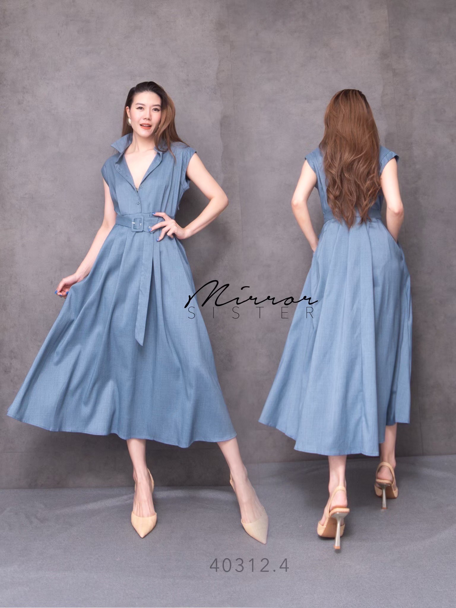 MiRRoRSiSTER's THeN DReSS•• เดรสคอปกทรงสวยมาก แพทเทรินช่วงบนเป็นเสื้อเชิ้ตแขนกุดล้ำทรงเรียบง่าย มีกระดุมผ่าหน้าเปิดปิดได้จนถึงช่วงเอว มาพร้อมสายเข็มขัดสีเดียวกันกับชุด ช่วงล่างเป็นกระโปรงบานทรงสวย ใช้ผ้าเยอะ! มีกระเป๋าล้วงได้2ข้างลำตัว ใครใส่ก็ดูดี ใ