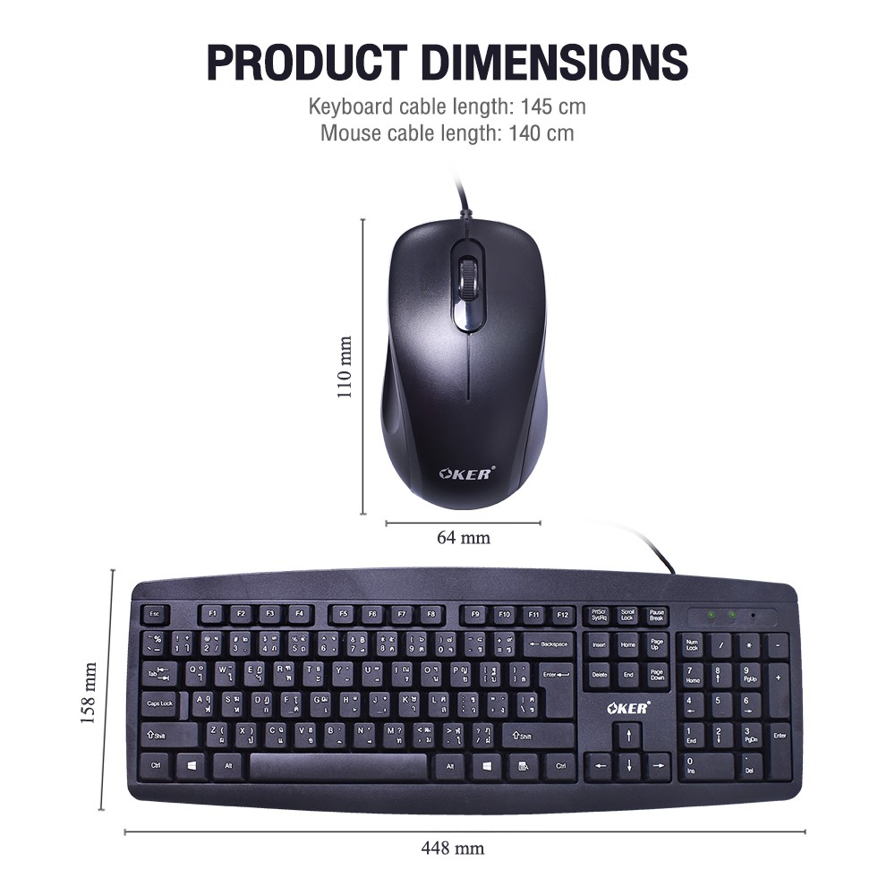 KM-3988 BLACK OKER KEYBOARD+MOUSE USB KB-KM-OK-3988B