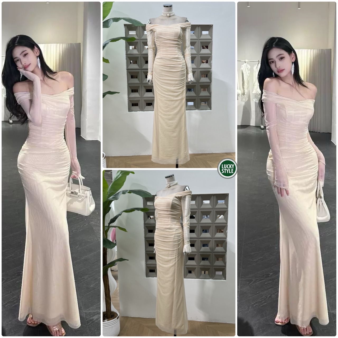 SEXY Dressเดรสเปิดบ่าแขนยาวปลายแขนสอบ งานแบรนด์ต่างประเทศสุดหรู Hi End ดีเทลเนื้อผ้ามีน้ำหนักสวยใส่กระชับเก็บทรงใช้การตัดเย็บพิเศษอย่างดี เนื้อผ้าสวยมากคะ ดีไซด์ของเดรสเป็นเปิดบ่าย่นอกซ้อนแต่งช่วงเอวซี่ดามเหล็กด้านในอก