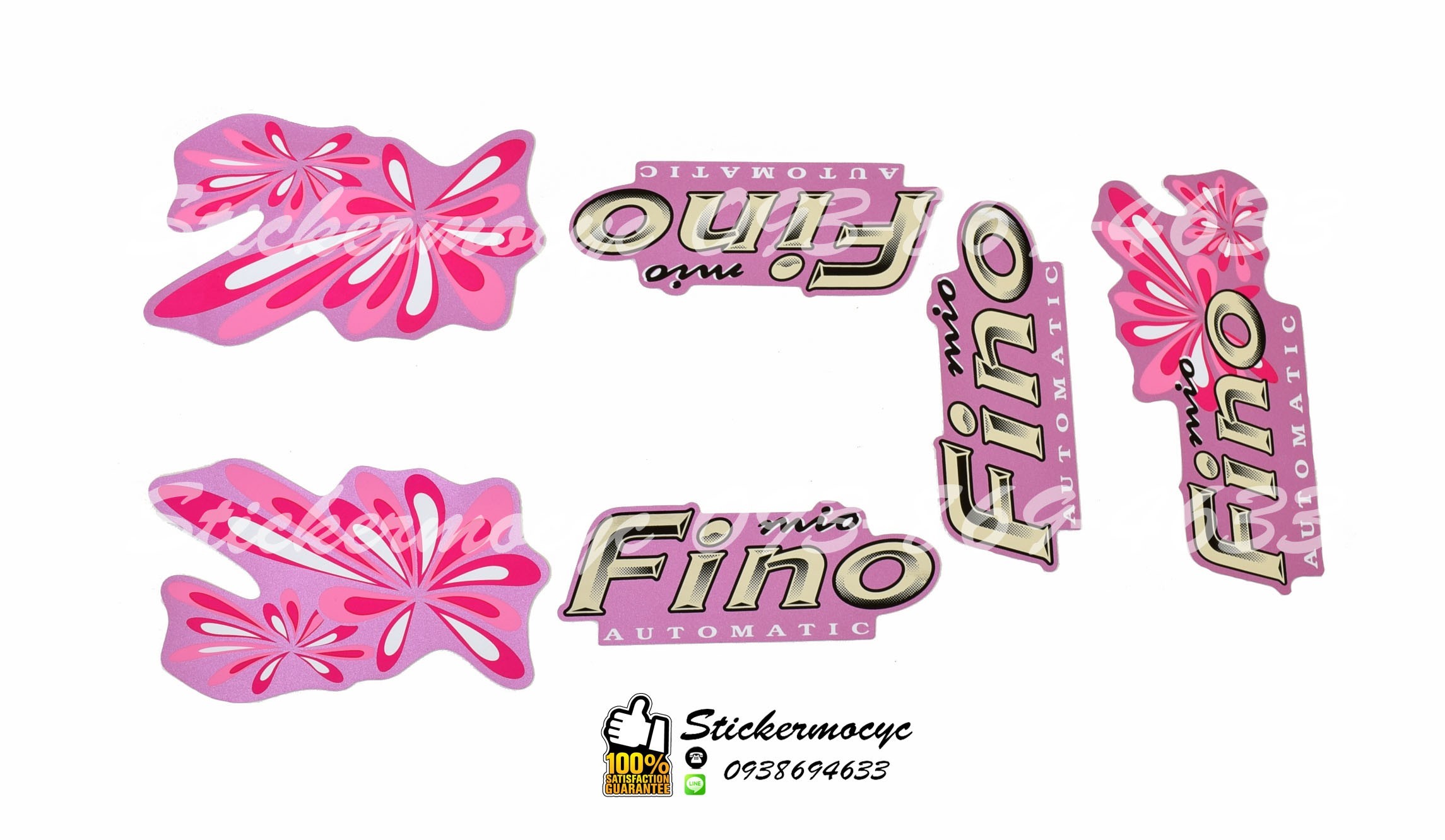 Sticker 3M Yamaha Fino ปี 2008 รุ่น 6 ติดรถสี ชมพู (เคลือบเงา) สติ๊กเกอร์ 3 M แท้ สติ๊กเกอร์ติดมอไซค์ ยามาฮ่า ฟีโน่